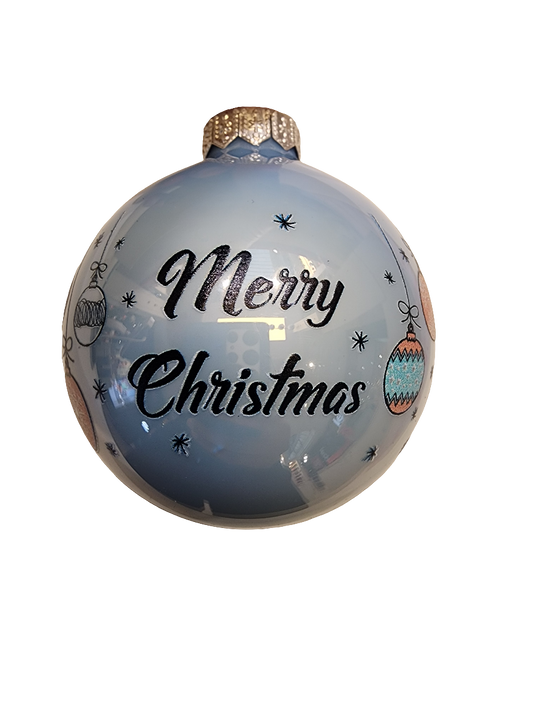 European Glass Christmas ornament of a Bauble | Merry Christmas Cartoon (I)