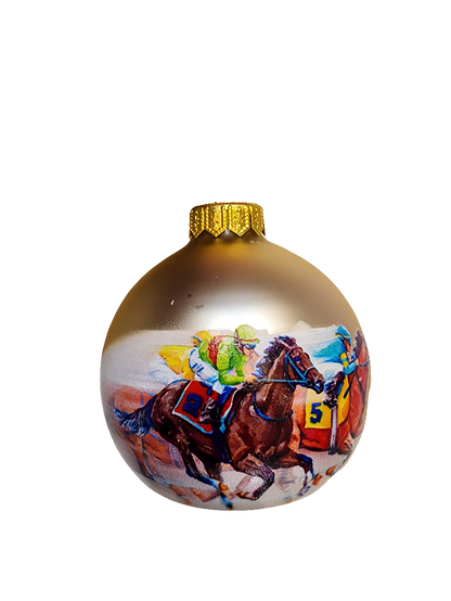 European Glass Christmas ornament of a Bauble | Melbourne Cup Horse Race (I)
