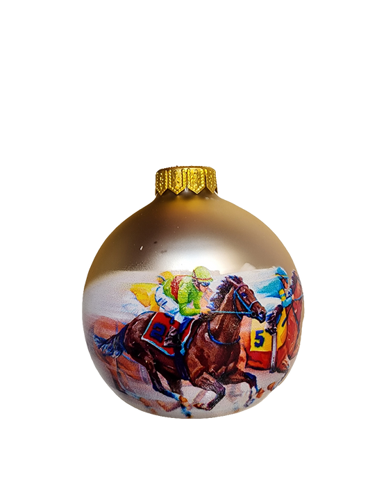 European Glass Christmas ornament of a Bauble | Melbourne Cup Horse Race (I)