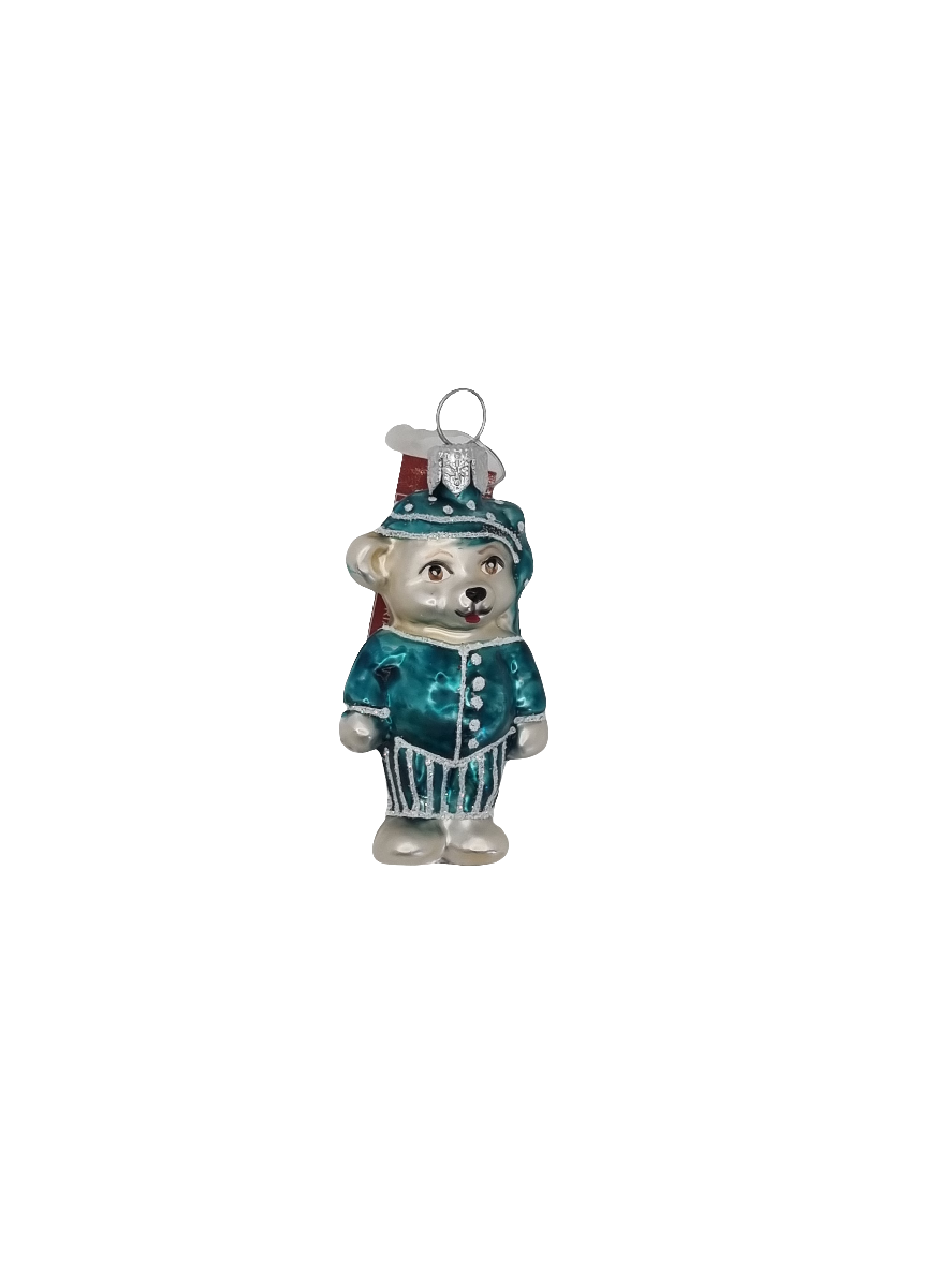 European Glass Christmas ornament of a Bear | Teddy Bear in Pyjama (Q)