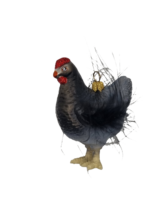 European Glass Christmas ornament of a Chicken (W)