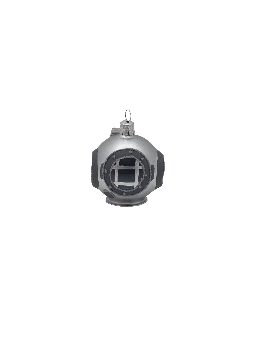 European Glass Christmas ornament of a Diver head helmet (J)
