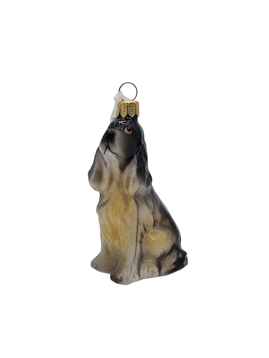 European Glass Christmas ornament of a Dog long ears black (R)