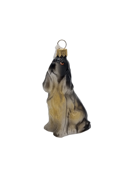 European Glass Christmas ornament of a Dog long ears black (R)