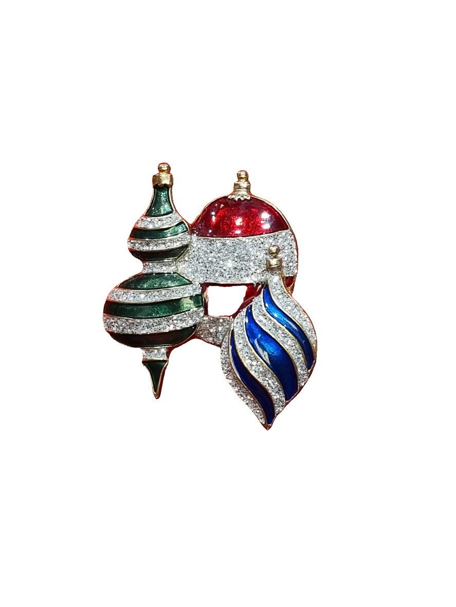 European Glass Christmas ornament of a Russian Bells | Brooch V