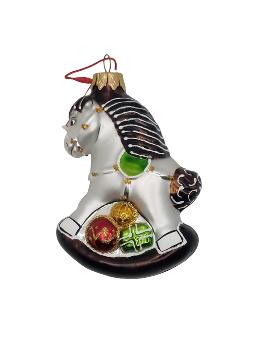 European Glass Christmas ornament of a Rocking horse (H)