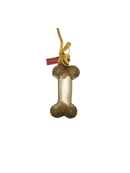 European Glass Christmas ornament of a Dog bone (F)