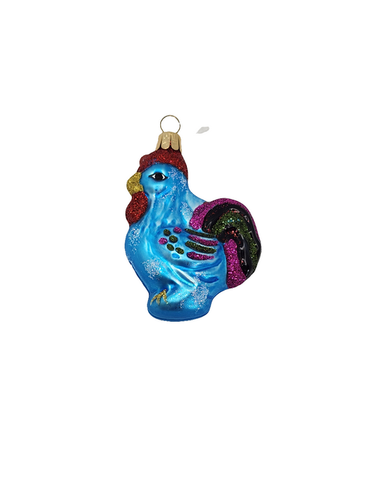 European Glass Christmas ornament of a Rooster (G)