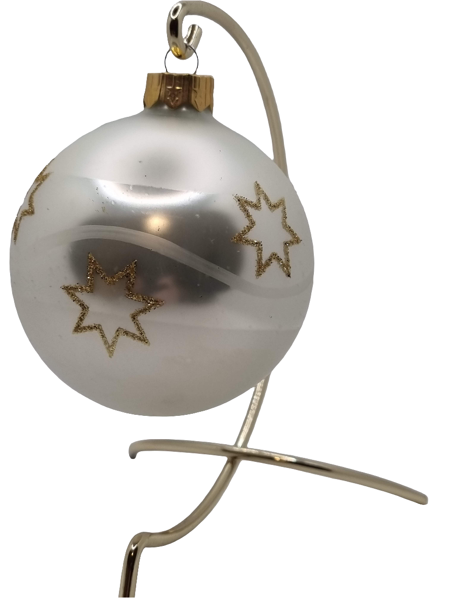 European Glass Christmas ornament of a Bauble | White Stars (F)