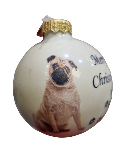 European Glass Christmas ornament of a Baubles | Merry Christmas Dog (F)