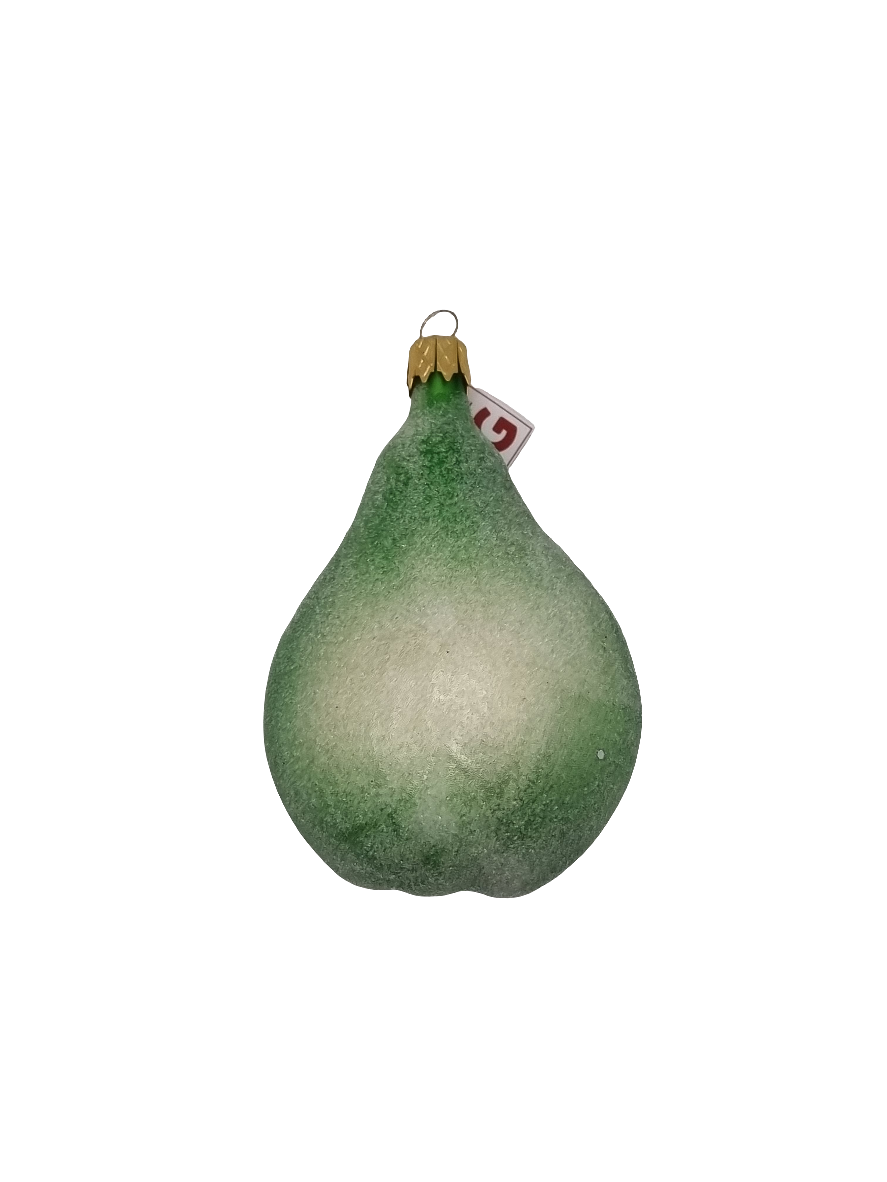 European Glass Christmas ornament of a Pear half frosted (G)