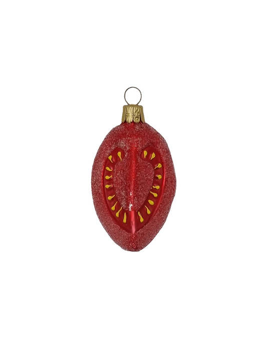 European Glass Christmas ornament of a Tomato quarter frosted (F)