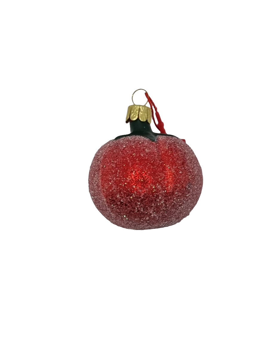 European Glass Christmas ornament of a Tomato large sparkle (E)