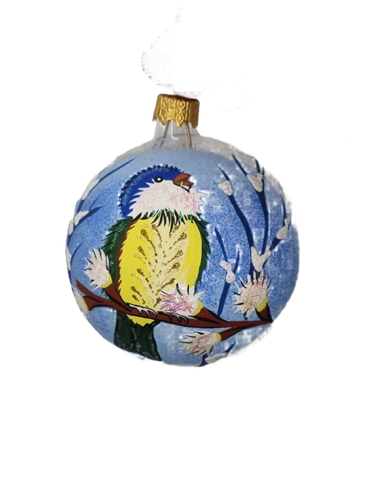 European Glass Christmas ornament of a Bauble | Bluebirds (N)