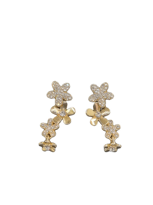 European Glass Christmas ornament of a Dangling Golden Flowers | Earrings