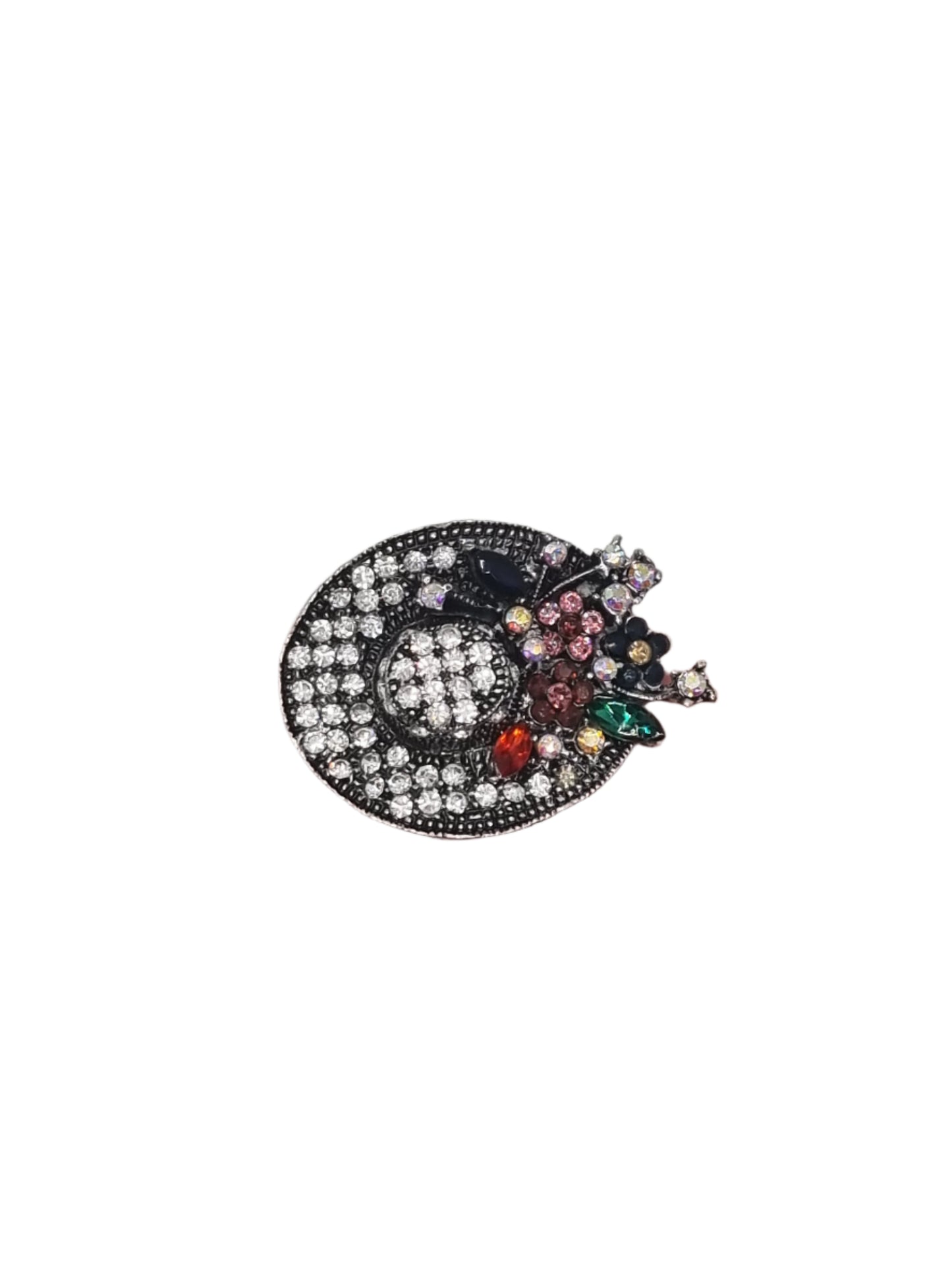 European Glass Christmas ornament of a Ladies Hat with Flowers | Brooch IV