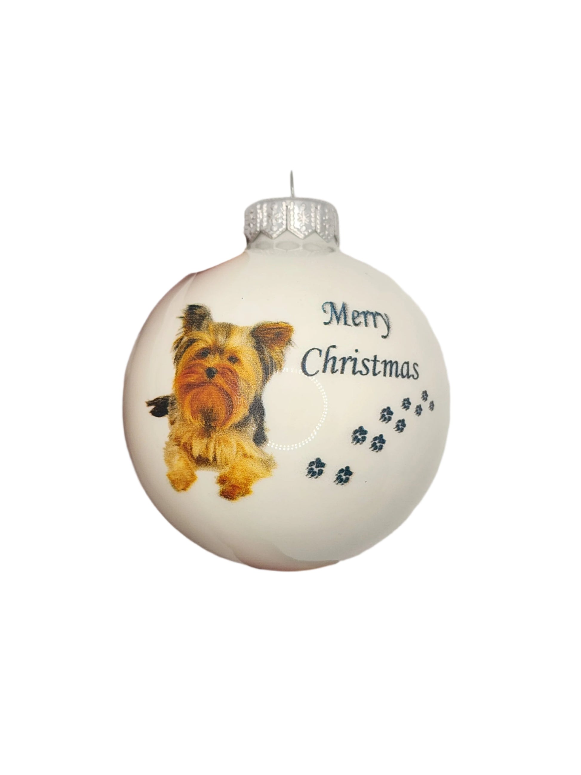 European Glass Christmas ornament of a Baubles | Merry Christmas Dog (F)