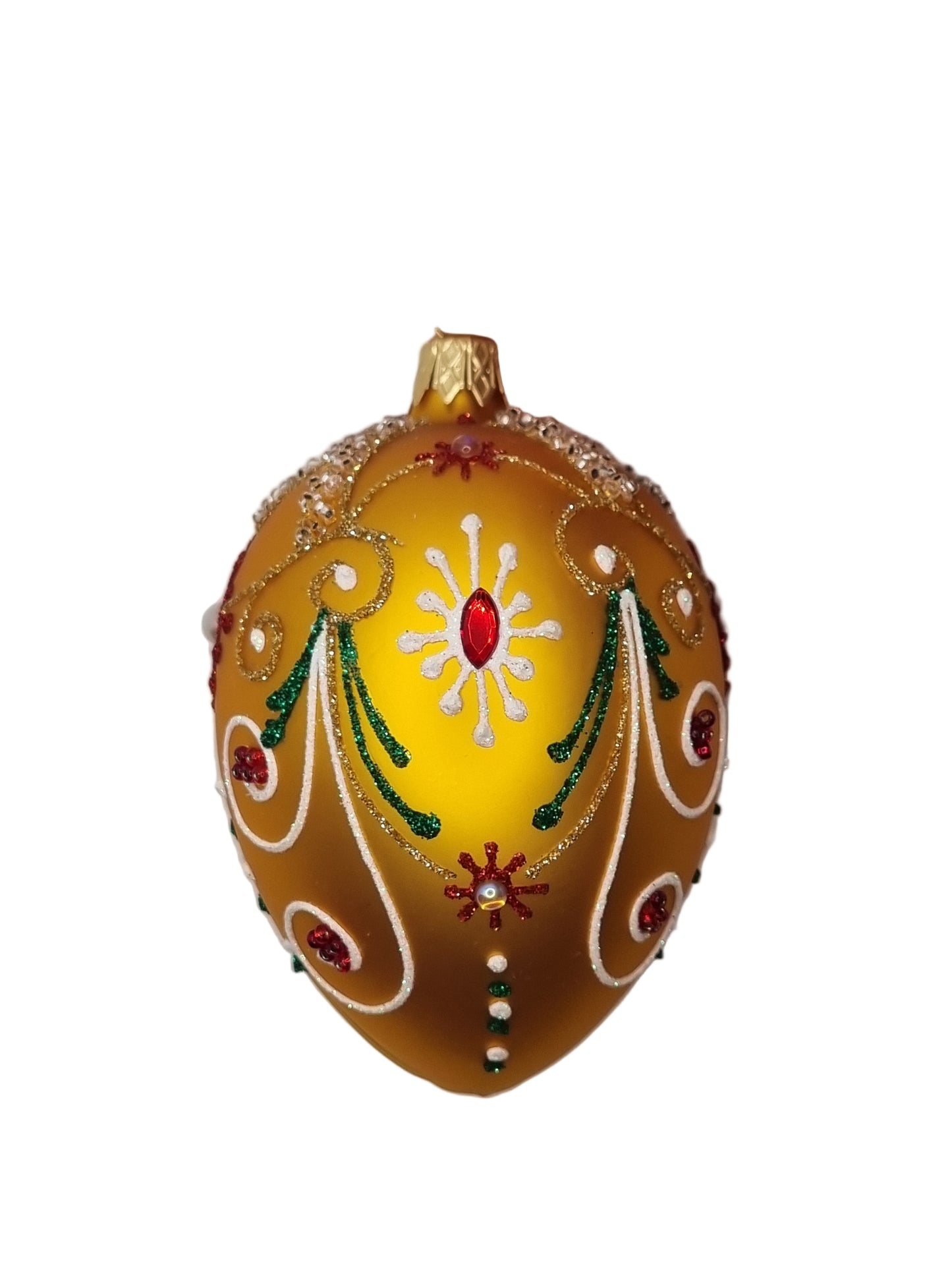 European Glass Christmas ornament of a Glass Eggs | Gold Faberge Style Easter Eggs (S)