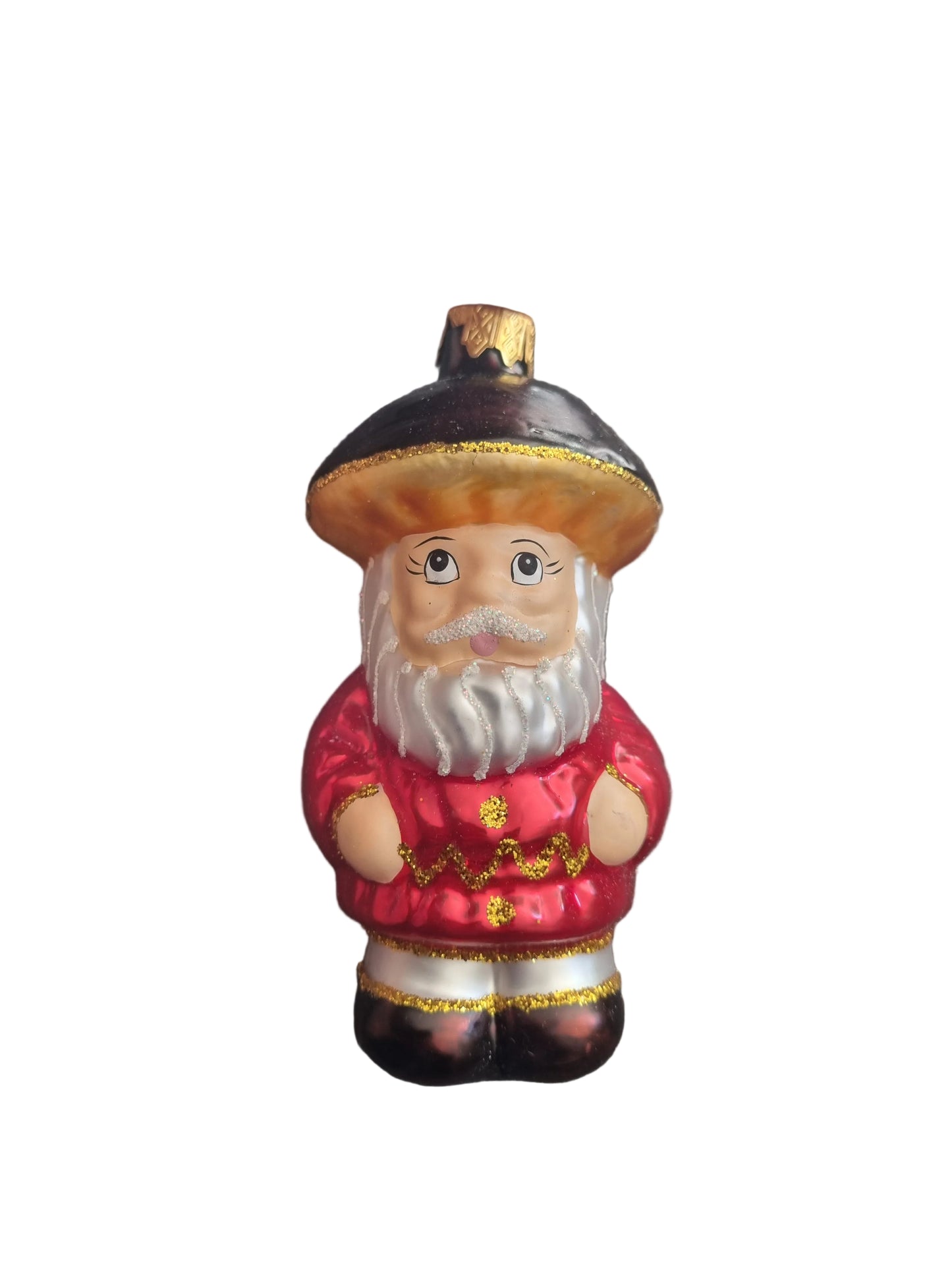 Decorative figurine of a gnome character with a red outfit and white beard