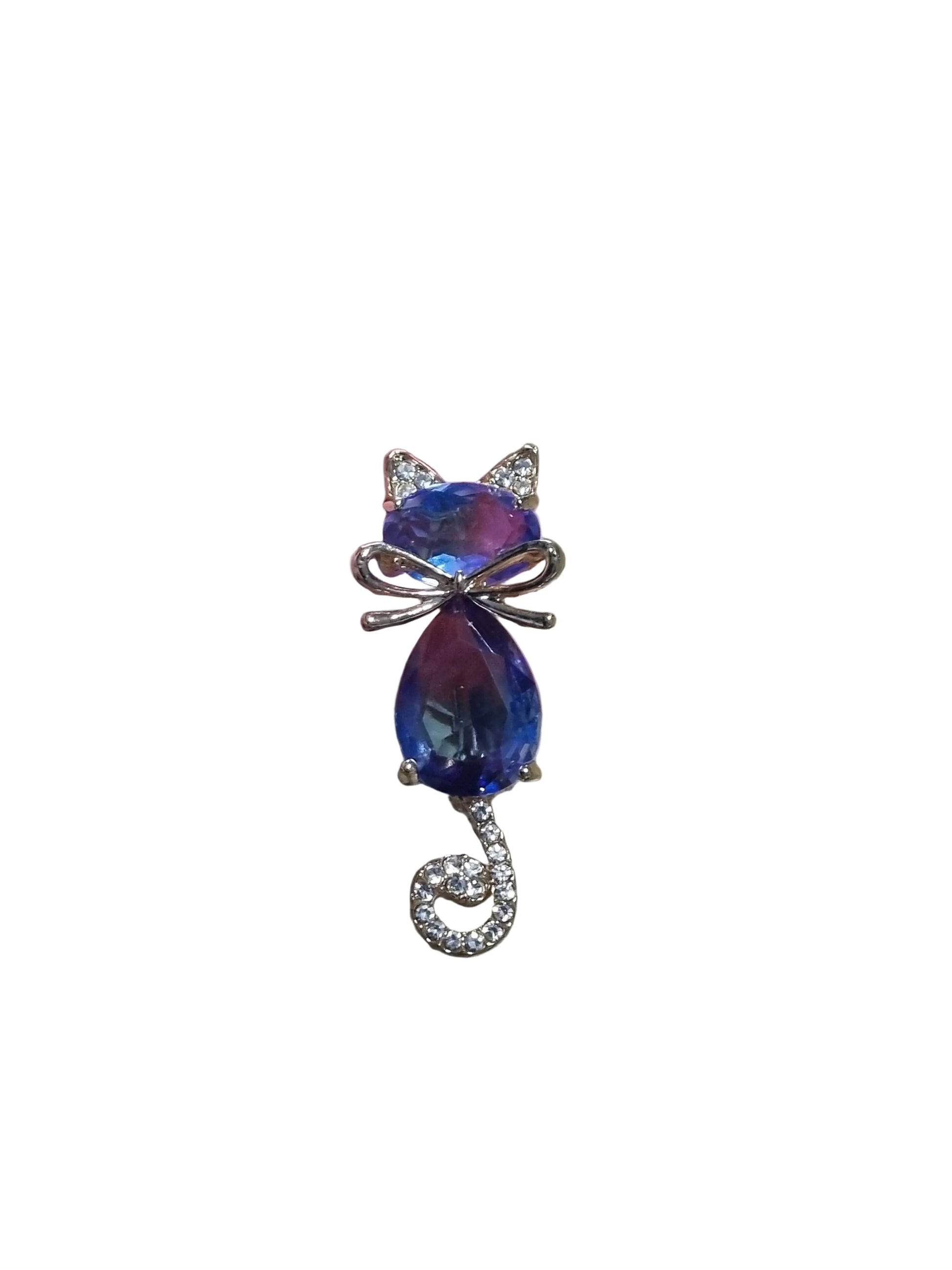 Cat-shaped jewelry with a purple gemstone 