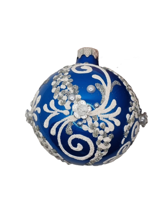 European Glass Christmas ornament of a Bauble | Blue Assorted (K)