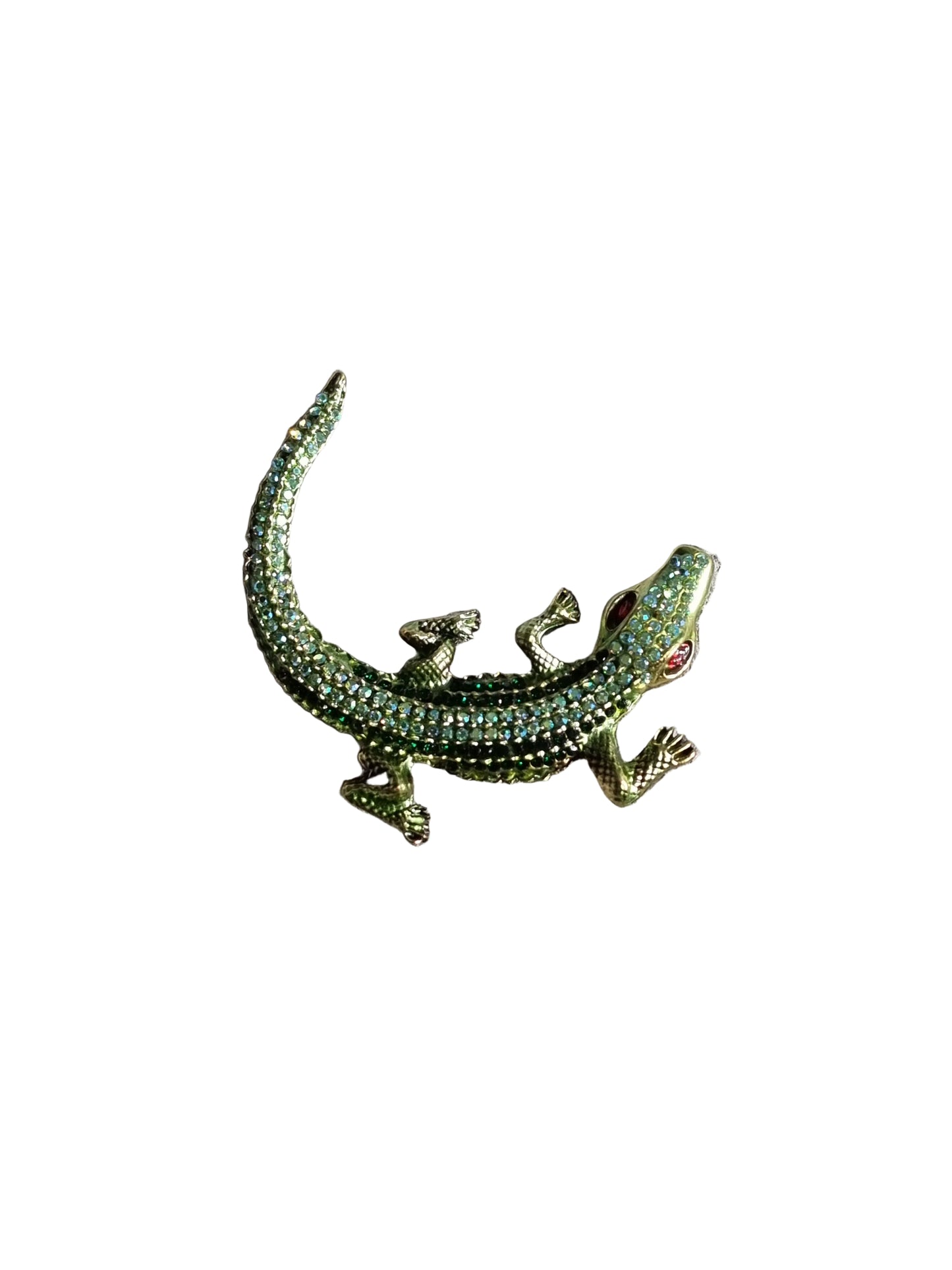 Green lizard brooch