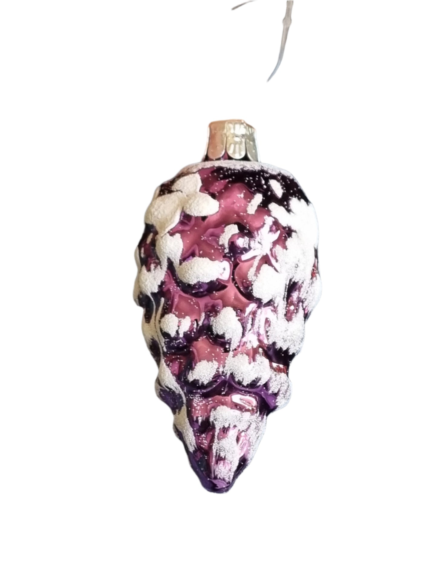 European Glass Christmas ornament of a Pinecone | Large Shiny Colourful Frosted (H)