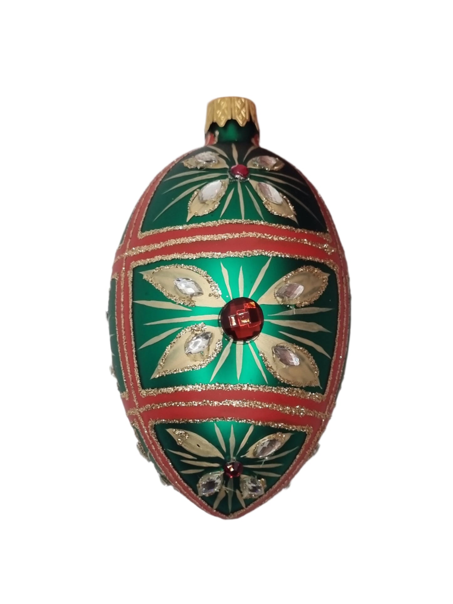 European Glass Christmas ornament of a Glass Eggs | Green Faberge Style Easter Eggs (S)