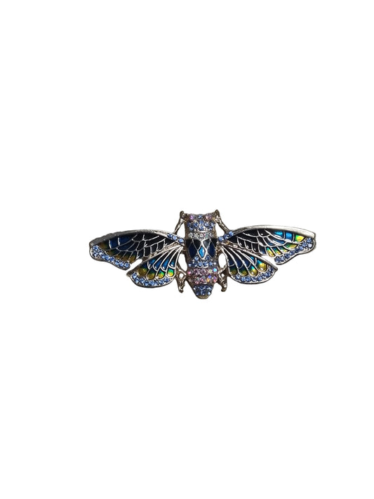 Beetle-shaped brooch with multicolored wings 