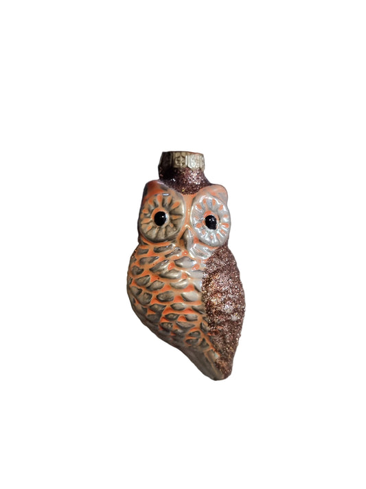 Decorative owl glass Christmas ornament 