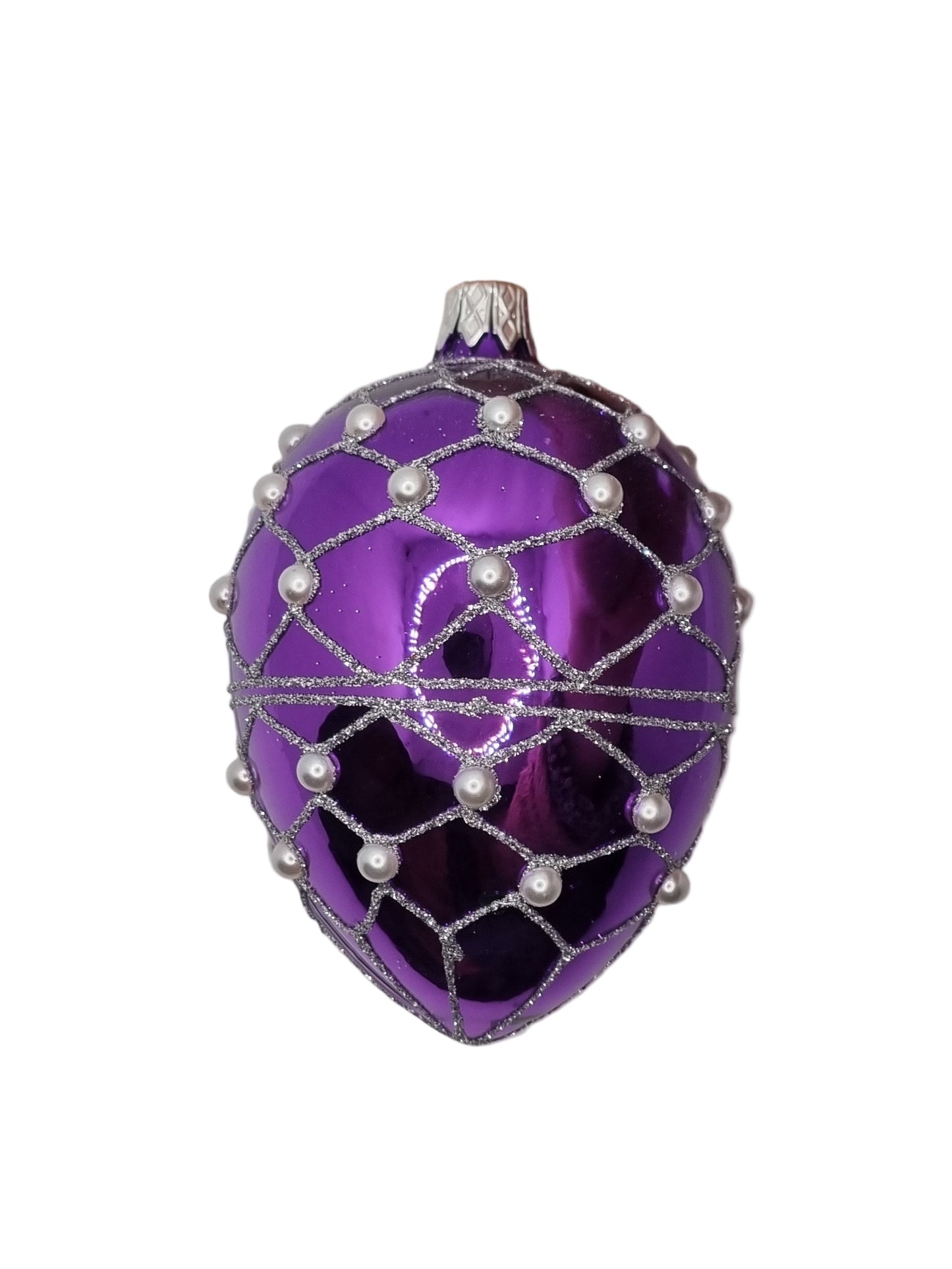 European Glass Christmas ornament of a Glass Eggs | Purple Faberge Style Easter Eggs (S)