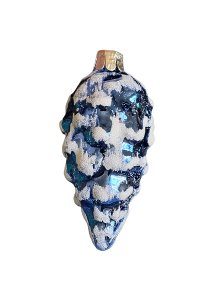 European Glass Christmas ornament of a Pinecone | Large Shiny Colourful Frosted (H)