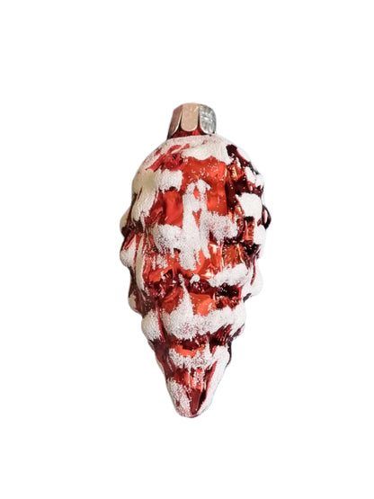 European Glass Christmas ornament of a Pinecone | Large Shiny Colourful Frosted (H)