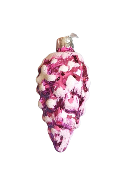 European Glass Christmas ornament of a Pinecone | Large Shiny Colourful Frosted (H)