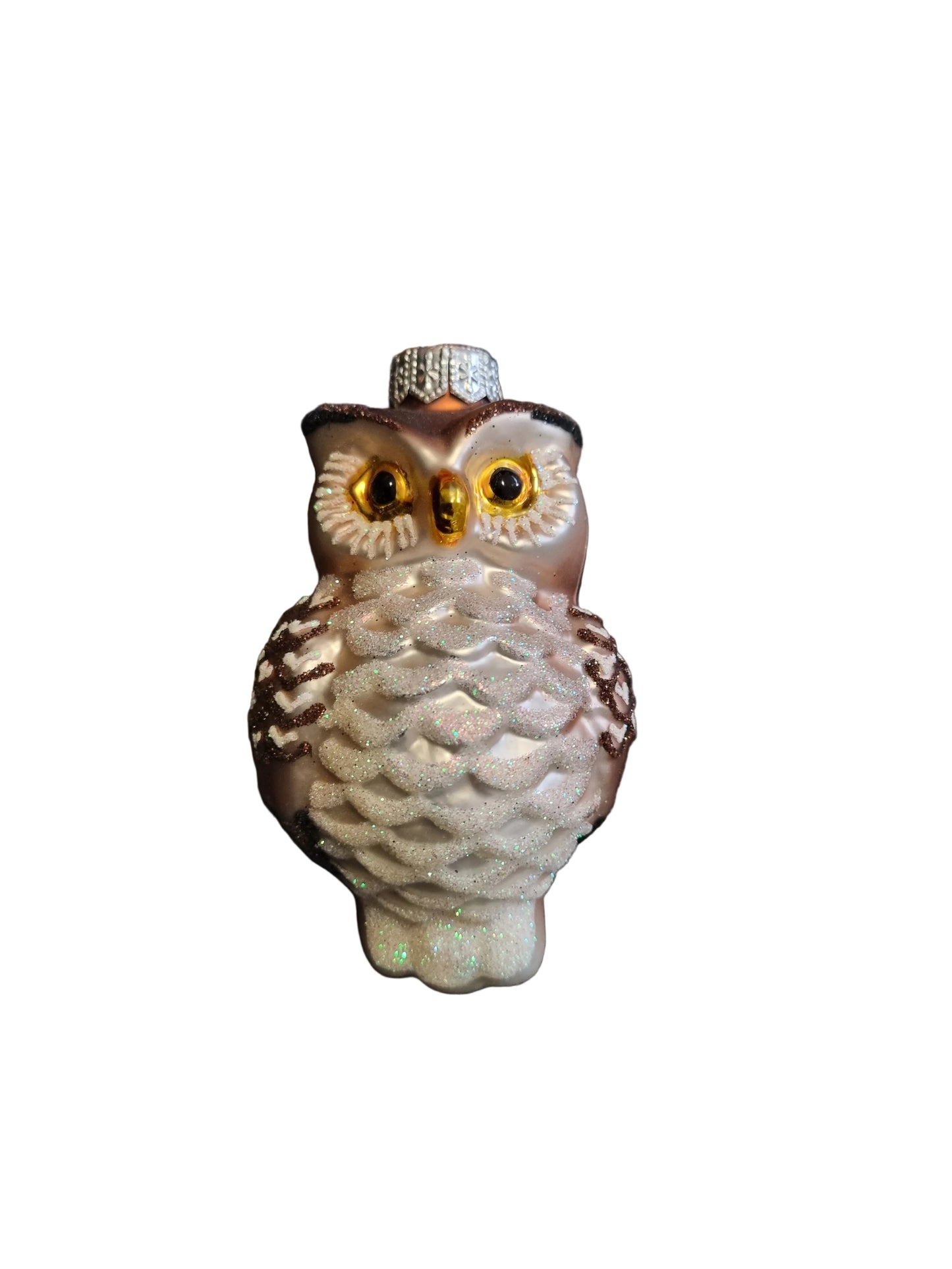 Owl-shaped glass Christmas ornament 