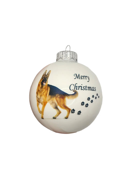 European Glass Christmas ornament of a Baubles | Merry Christmas Dog (F)