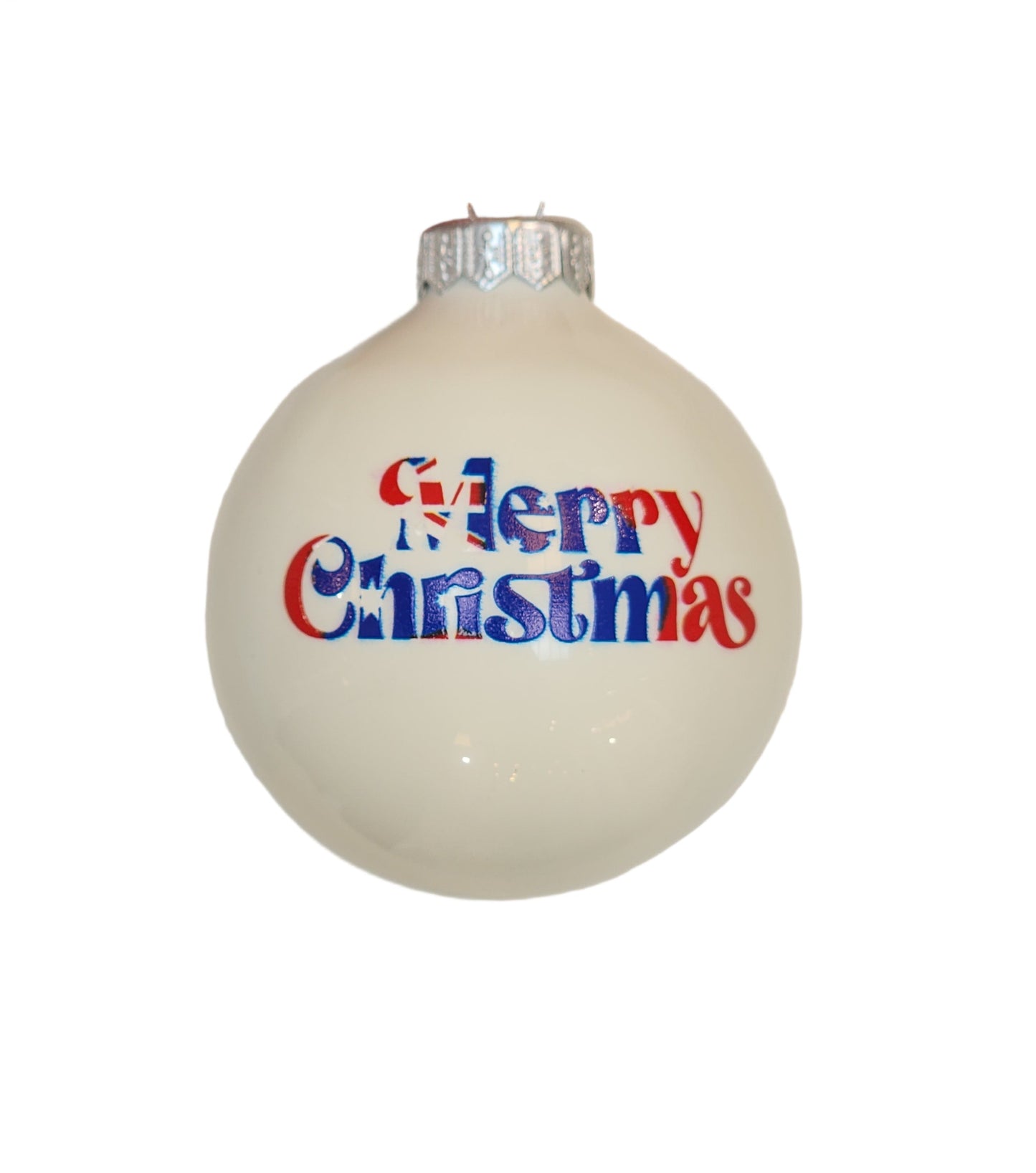 Bauble | White with Horse Rider & Australian Flag Colours, "Merry Christmas" (I)