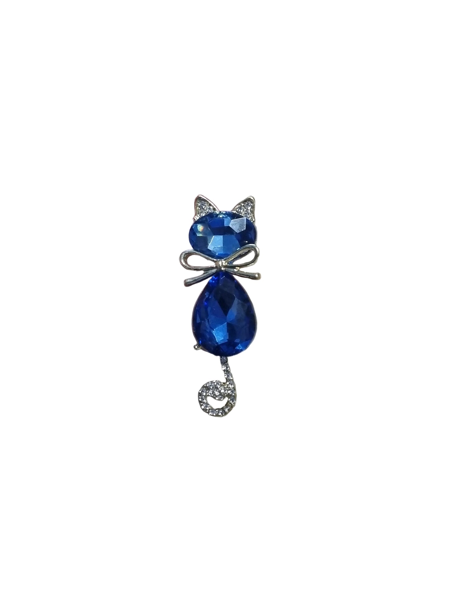Blue cat-shaped brooch