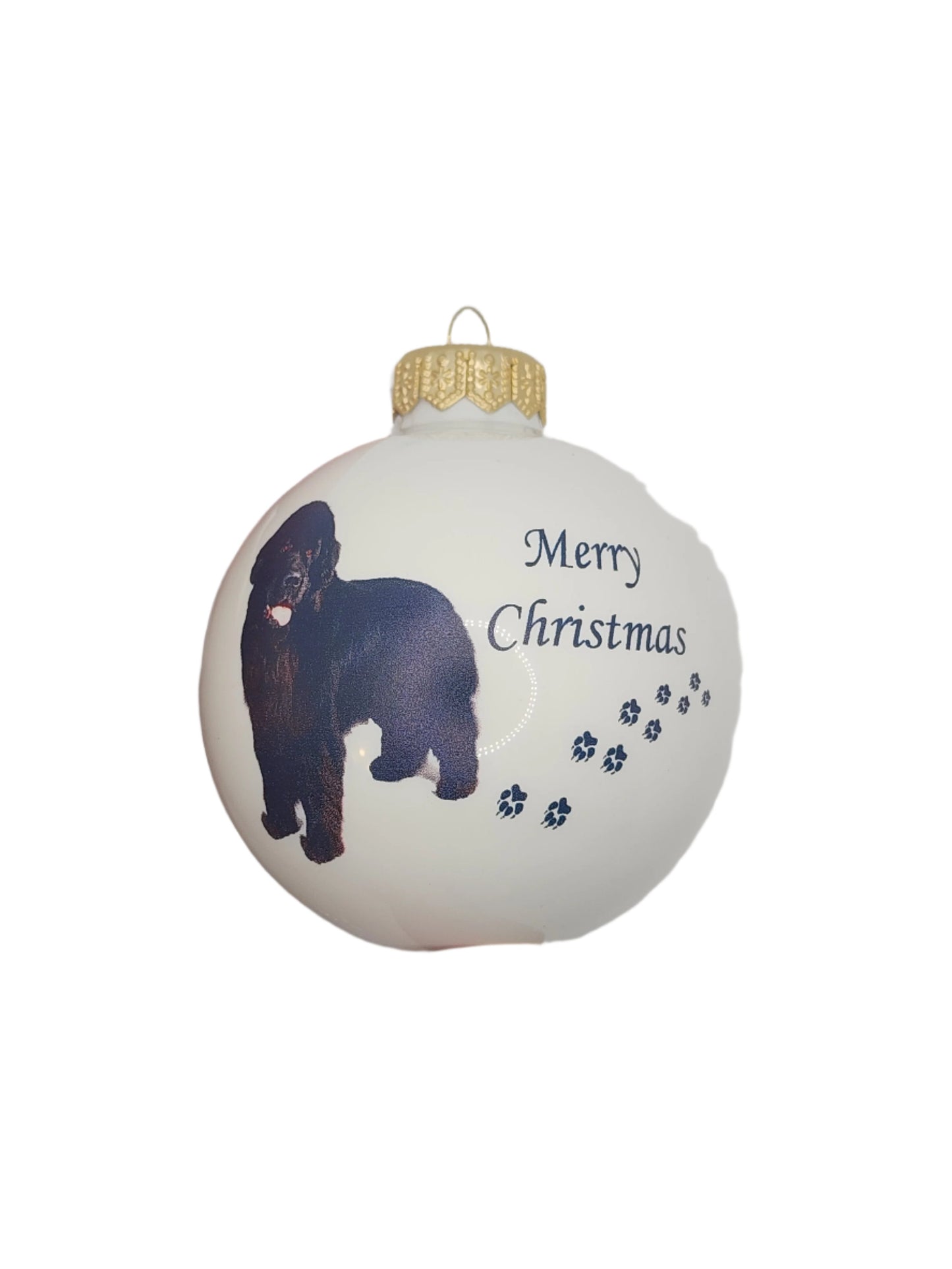 European Glass Christmas ornament of a Baubles | Merry Christmas Dog (F)