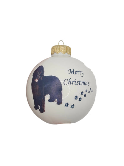 European Glass Christmas ornament of a Baubles | Merry Christmas Dog (F)