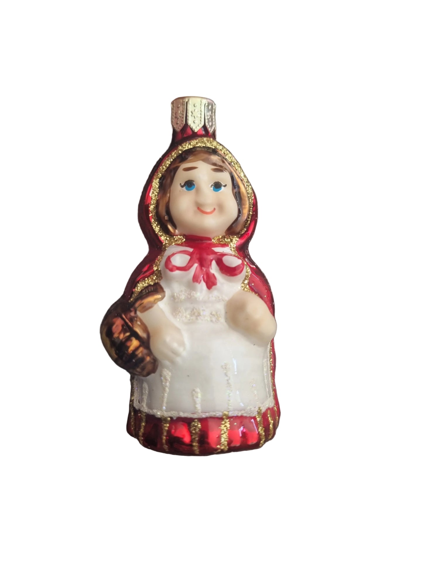 Glass little red riding hood christmas figurine