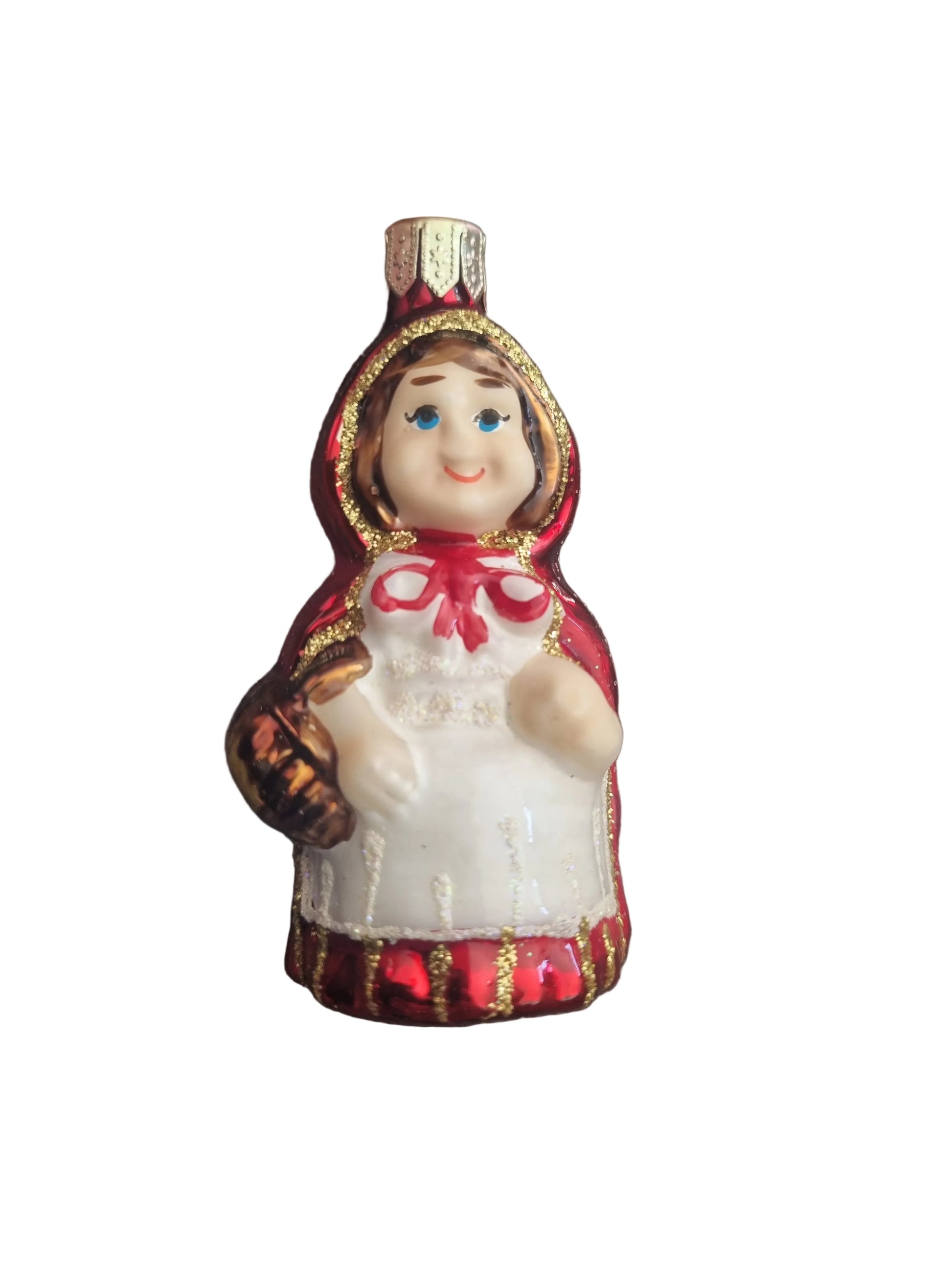 Glass little red riding hood christmas figurine