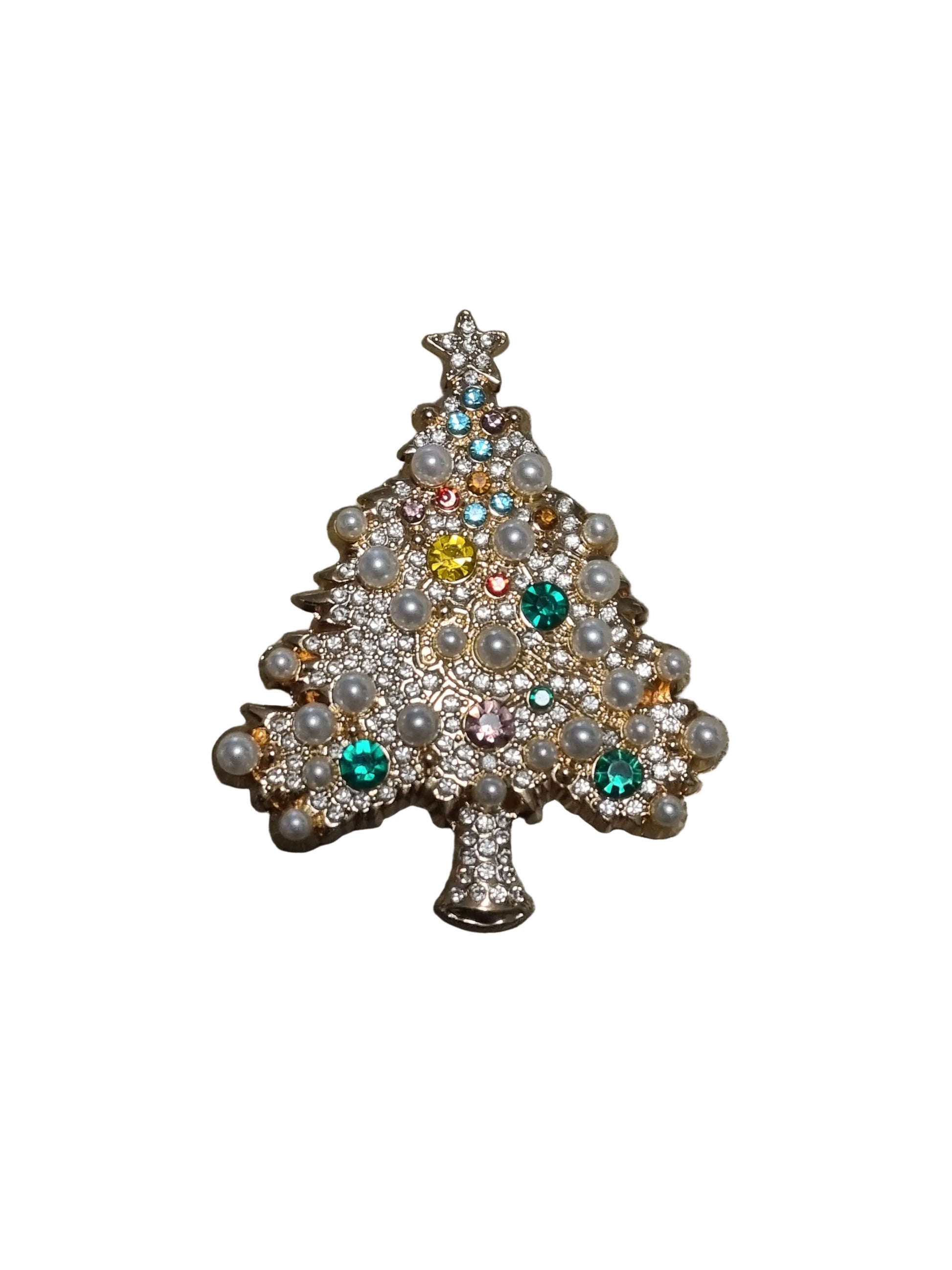 Decorative brooch with pearls and gemstones