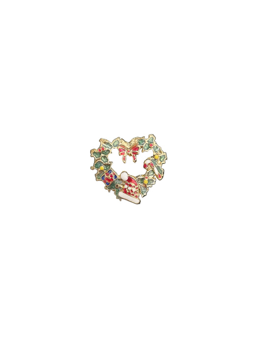 Heart Wreath with Santa Hat | Pins