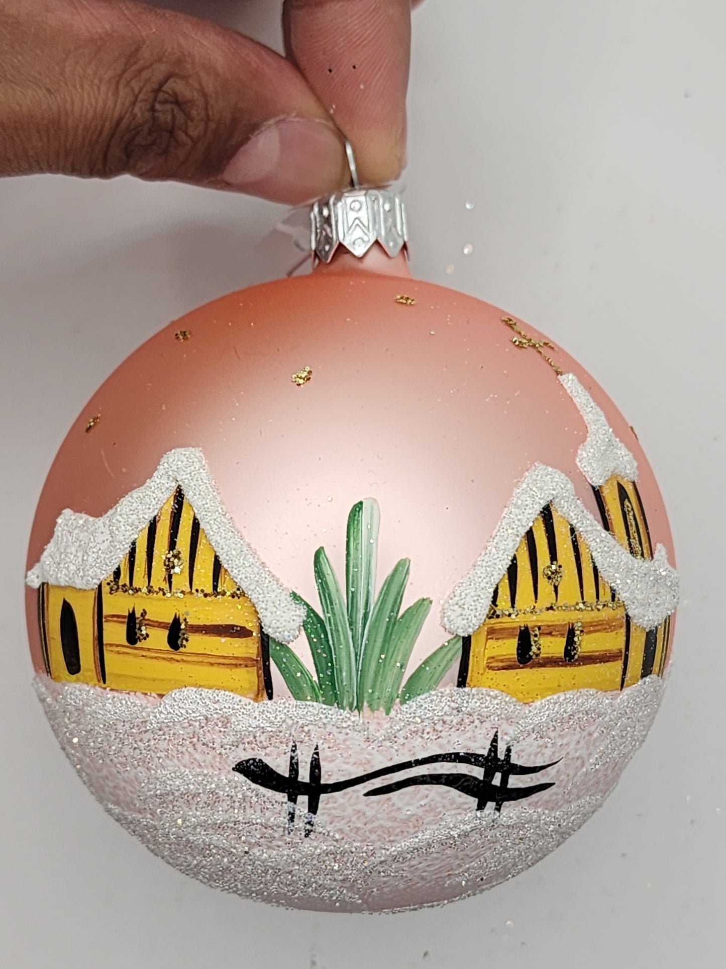 Bauble | Colourful with a Frosted House & Regular Hook (K)