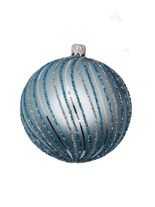 European Glass Christmas ornament of a Baubles | Glitter Spiral Pattern Assorted Colours (I)