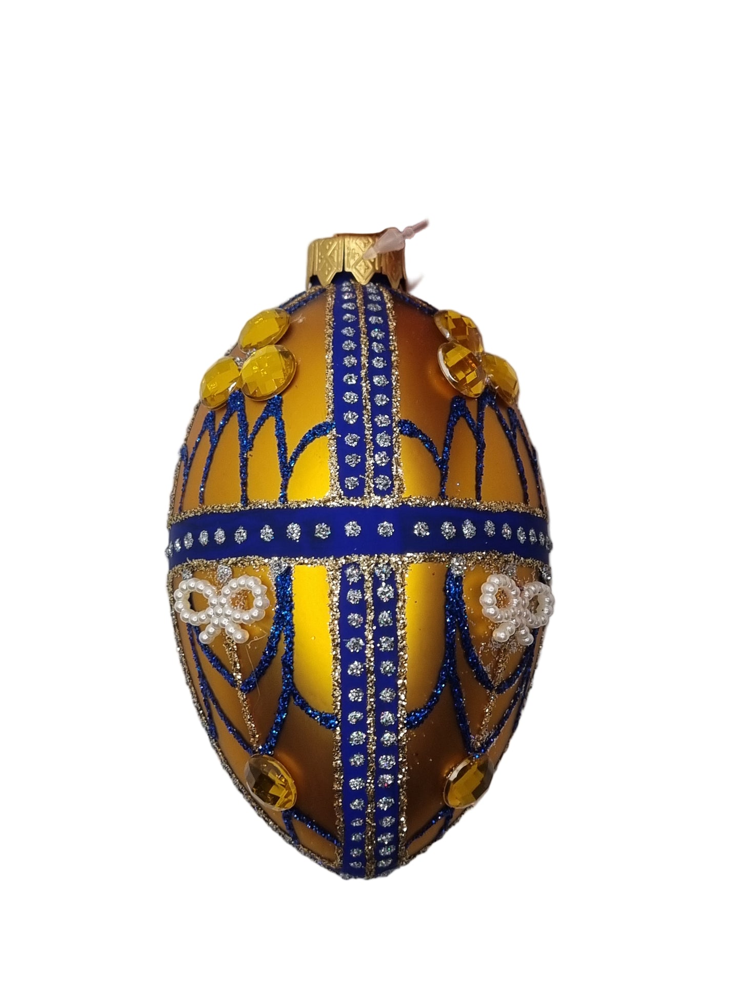 European Glass Christmas ornament of a Glass Eggs | Gold Faberge Style Easter Eggs (S)