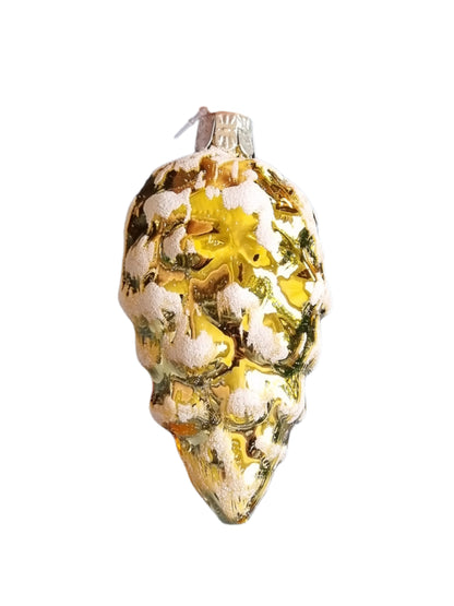 European Glass Christmas ornament of a Pinecone | Large Shiny Colourful Frosted (H)