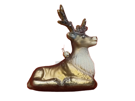 European Glass Christmas ornament of a Reindeer with Sparkly Antlers (Y)