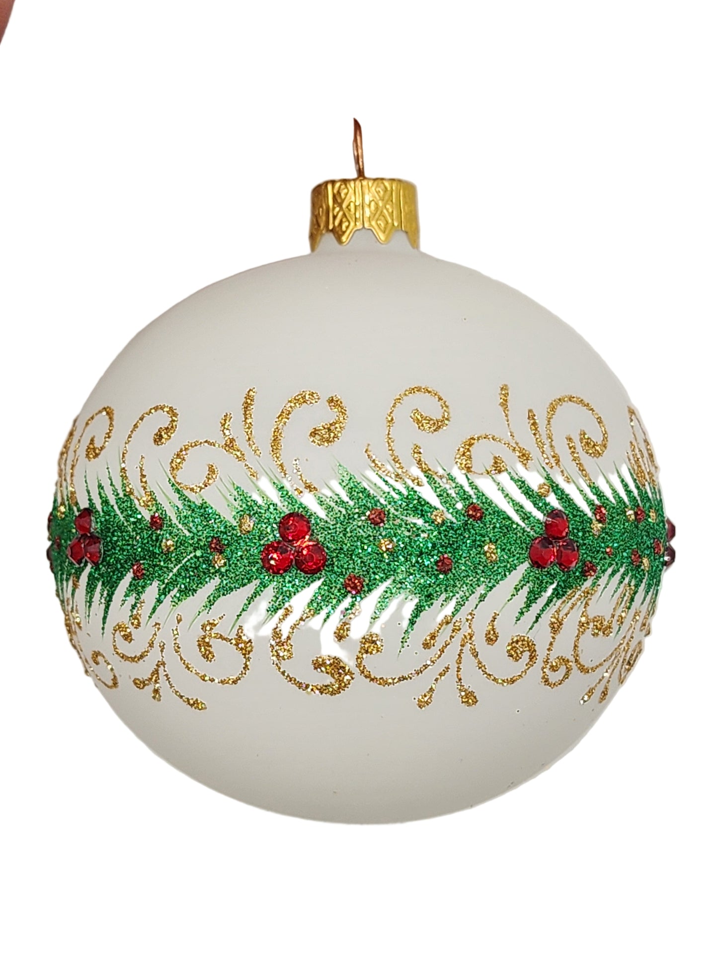 Decorative Christmas ornament with a tree design on a white background